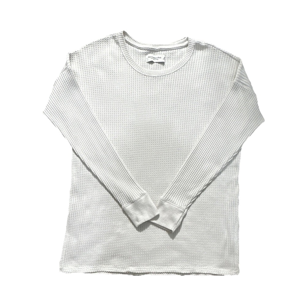 Vintage Abercrombie & Fitch White Waffle-Knit Crewneck Women's Pullover M